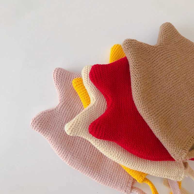 Cute Baby Ear Protection Hat Solid Color Infant Knitted Woolen Hat 624M Kids Winter Warm Tie Headgear Korean Children Beanies251028