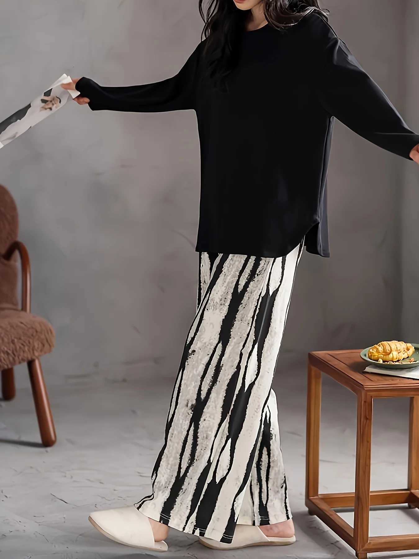 HighAesthetic New Womens Pajama Set for Autumn Winter Minimalist Casual LoungewearT251029