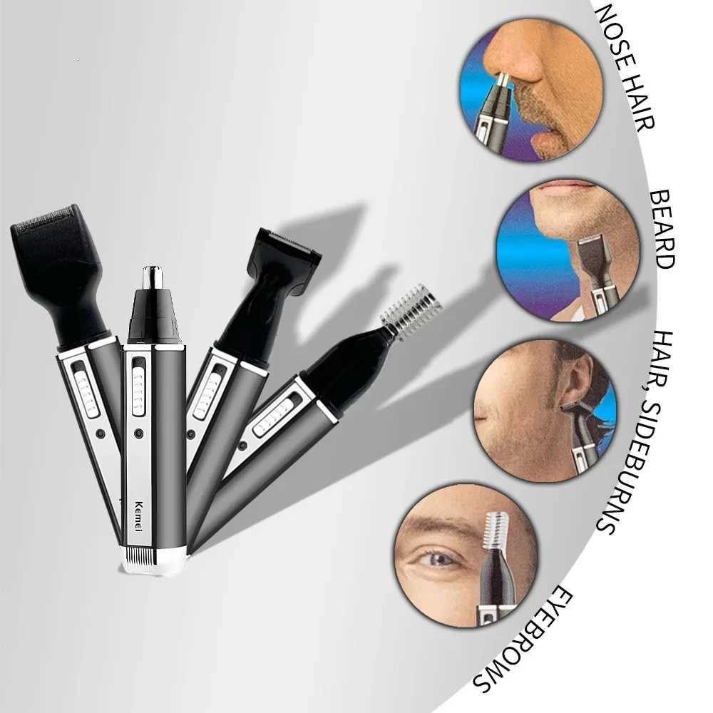 Kemei KM6630 4 in 1 Nose Eyebrow Hair Beard Trimmer Rechargeable Electric Shaver Nose Ear Trimmer With Temple Cut for Men M251029