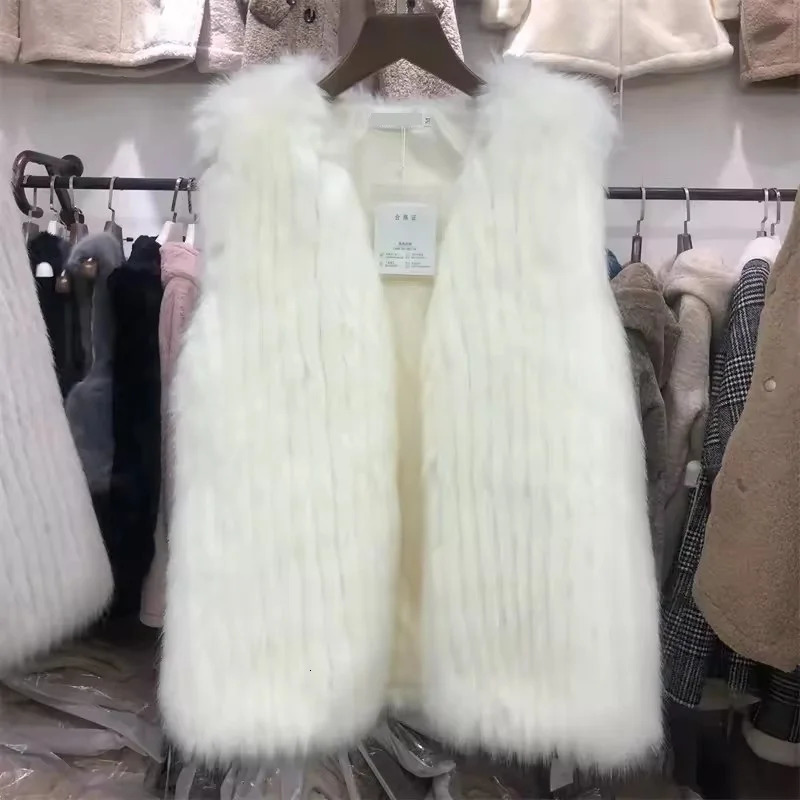 Fashion Fur Vest Jacket Autumn Winter Womens Faux Fox Hair Sleeveless Versatile Waistcoat Outwear 251027