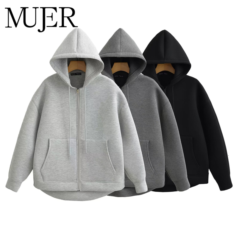 MUJER Zip up Hoodie Autumn Hooded Sweatshirt Woman Long Sleeve Oversized Womens Sweatshirts Hoodie Jackets 251022