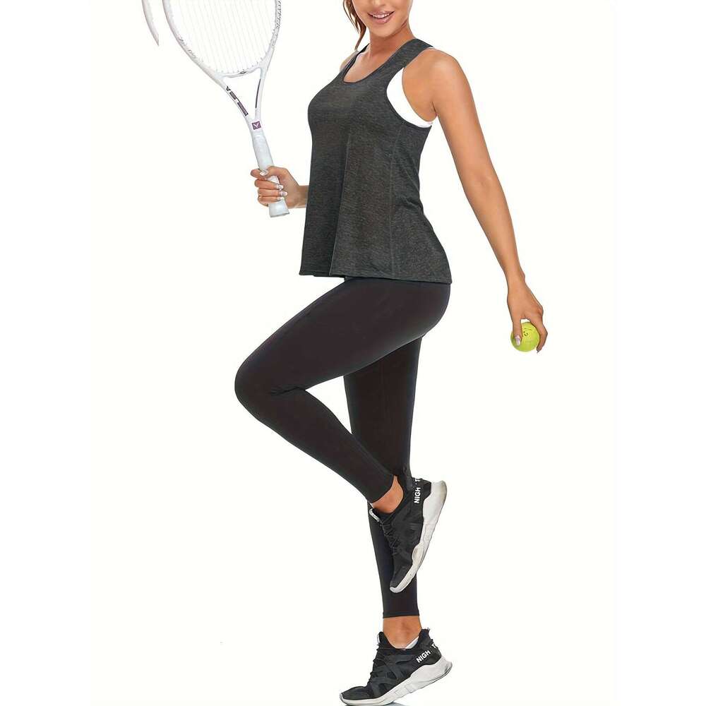 3Pcs Women's Quick-Dry Workout Tank - Sleeveless Racerback Fiess Shirts, Solid Color Athletic Training Tops For Gym, Yoga, Swimming All-Season We