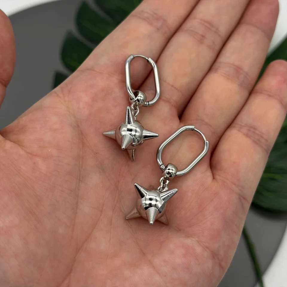 5 Styles Gothic Y2K Spiked Ball Drop Earrings Grunge Aesthetic Morning Star Rivet Hoop Earrings for Women Men Punk Rock JewelryW251029