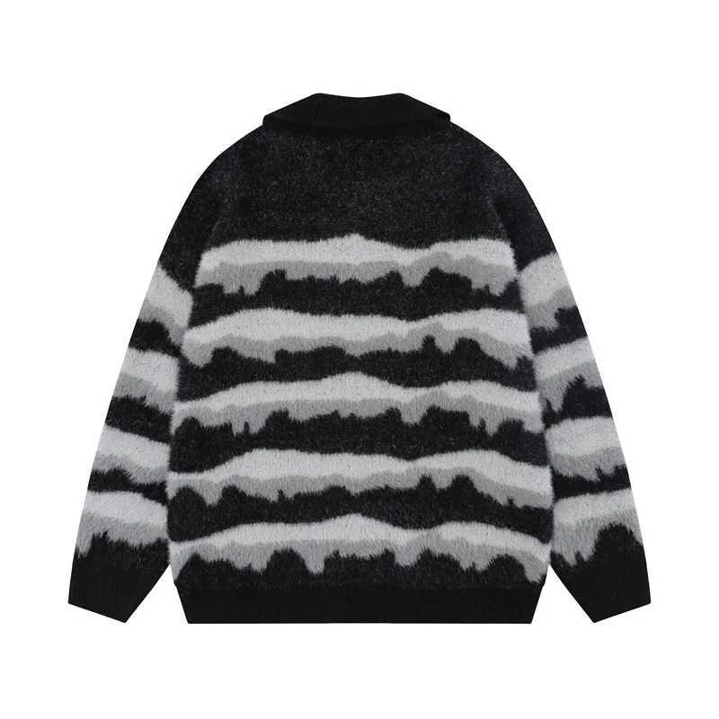 2024 Autumn New Guochao Lazy Striped Lapel Trendy Brand Niche Mens and Womens Knitted Sweater J251029