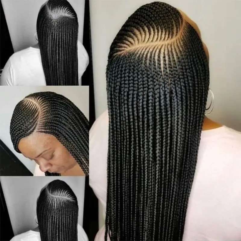 24 Inch Twist Braids Wig Human Hair For Black Women Black Box Braided Wigs Full Lace Front Wig Hd Lace Wig djustable Side Part Knotless Braids Wig