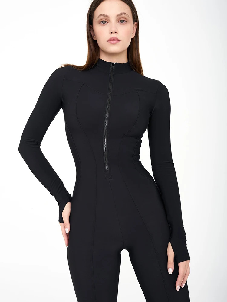 Mozision Autumn Winter Long Sleeve Jumpsuits Women Overalls Fashion Zipper O Neck Sporty Rompers Ladies Casual Playsuits 251027