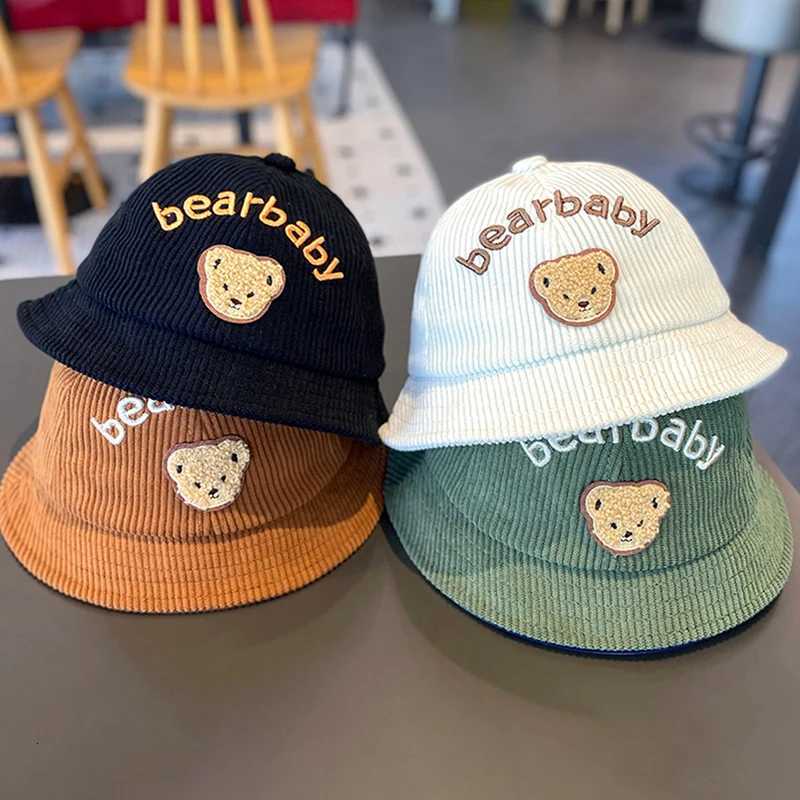 Autumn Corduroy Baby Fisherman Cap Cute Cartoon Bear Kids Basin Caps 624M Boys Girls Outdoor Sunshade Visors Toddler Bucket Hat251028