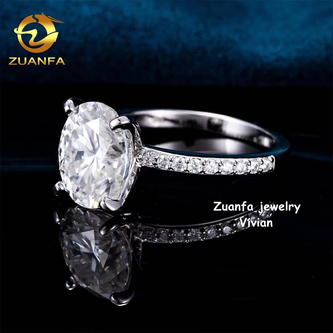 Luxury Sterling Silver 925 GRA Certificated VVS Moissanite Diamond Iced Out Women Wedding Rings Pass Diamond Tester