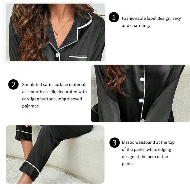 Plus Size Fall and Winter Silk Pajamas Women Tops and Pants Solid Casual Simple Nightwear Buttons Cardigan Sleepwear HomewearT251029