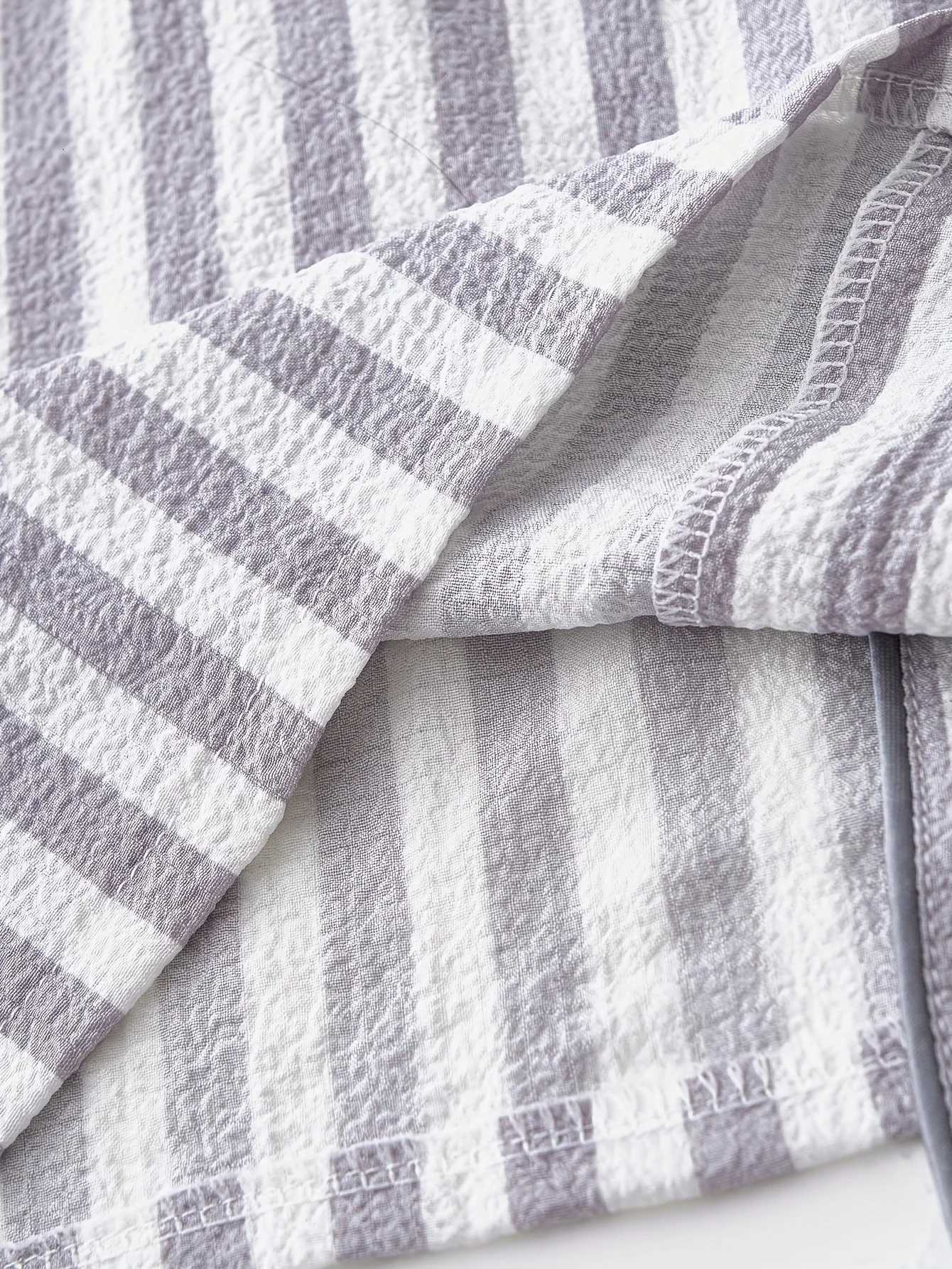 Elegant Striped Polyester Pajama Set for Women with Lapel Collar Long Sleeve ButtonUp Top and Long Pants FallWinter Woven ST251029