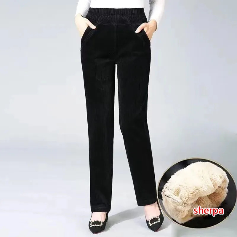 Thin Plush Thick Casual Pants Fleece Pencil Womens Corduroy Warm High Waist Autumn Winter Leggings Trousers 251029