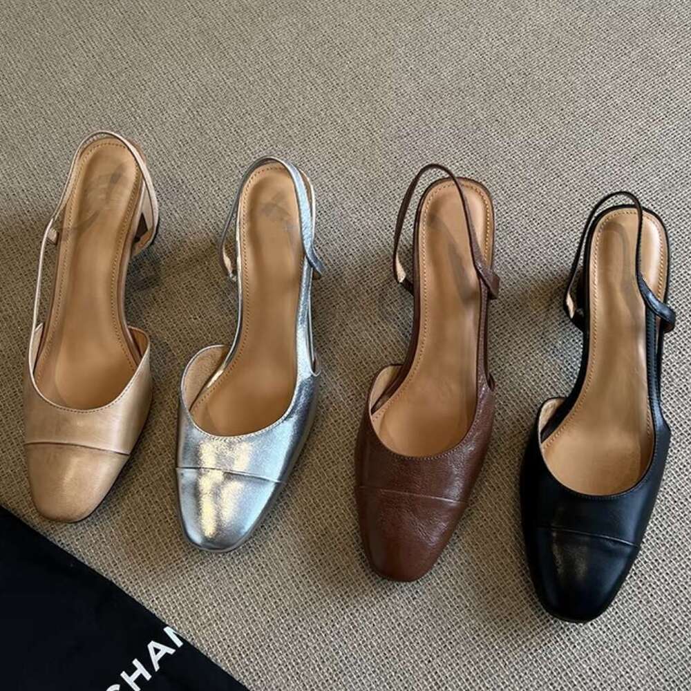 2025 New Elegant French Minimalist Chic Designer Shoe Women's Solid Color Buckle Strap Versatile Lady Summer Mid-Heel Sandals