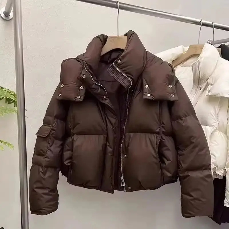 Womens Down Cotton Jacket Winter Loose Hooded Female Coat Korean Version Short Ladies Padded Outerwear 251029