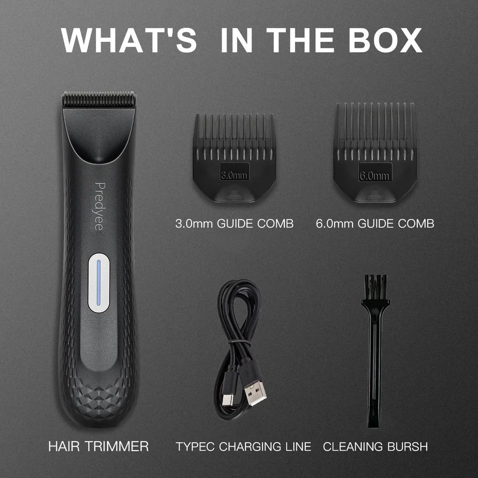 Electric Trimmer for Mens Groin Hair Versatile Body Groomer and Waterproof Pubic Hair Trimmer with Replaceable Ceramic Blade 251029
