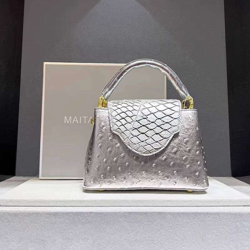 Designer Bags Designer Brand Fashion Leather Ostrich Print Handbag Shoulder Crossbody Bags For Women Sac Main Femme Hot Selling