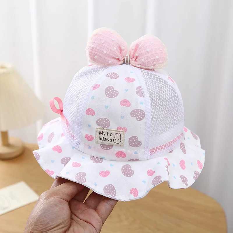 Summer Baby Fisherman Hats Thin Breathable Children Sunshade Visors Cute Bow Toddler Basin Hat Wide Brim Kids Sun Protection Cap251028