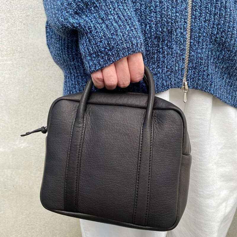 Genuine Leather Bag New Long Handle Boston Small Square Deerskin Shoulder Handbag Ta Bag