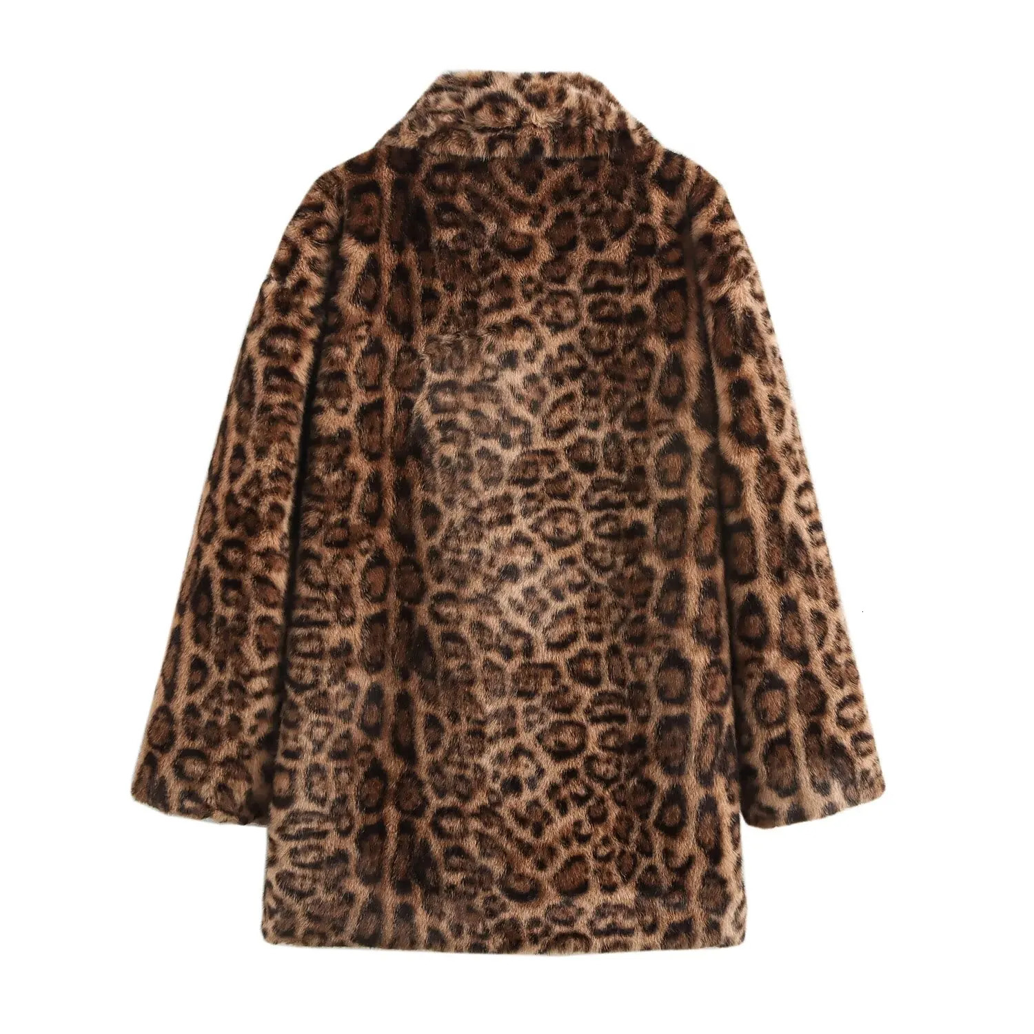 womens coat jacket long sleeved lapel animal print with pockets autumn coat jacket 251029