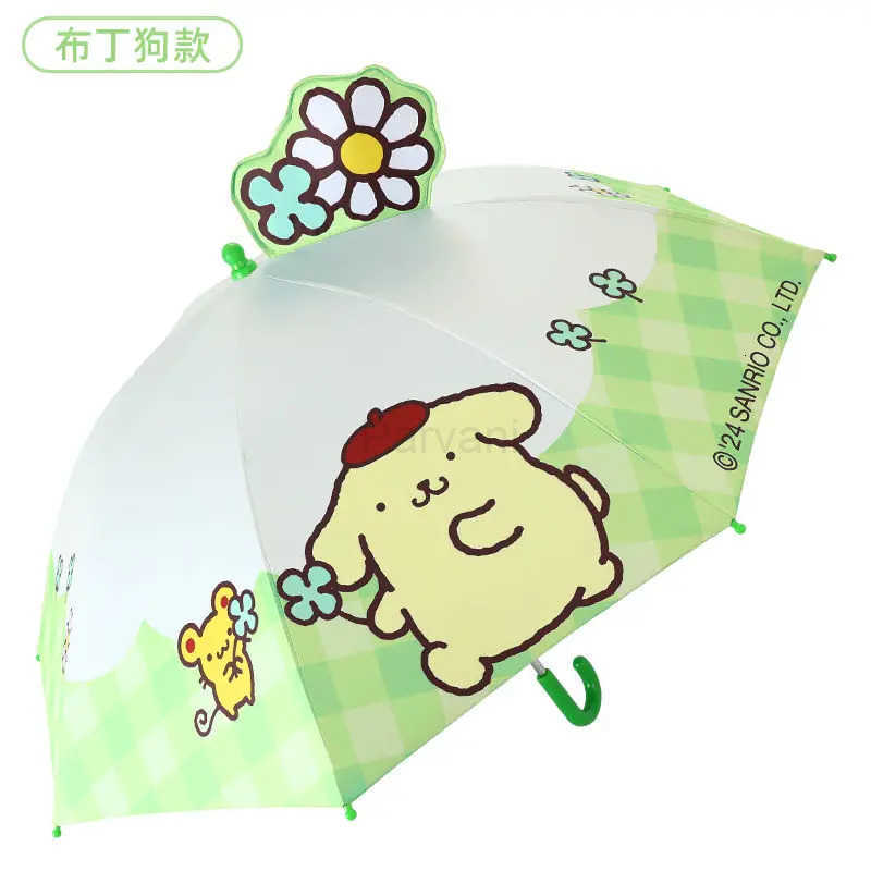 Sanrio Sanrio MINISO Hello Kitty Cartoon Long Handle Umbrella Windproof Umbrella Anime Student Rain and Sunny Dual Use Umbrella Durable L251029