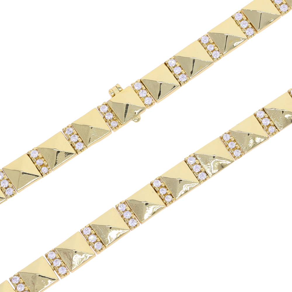 2025 New Gold Plated Geometric Triangle Rivet Bracelet Micro Paved Bling Cubic Zirconia For Women High Quality Fashion Jewelry