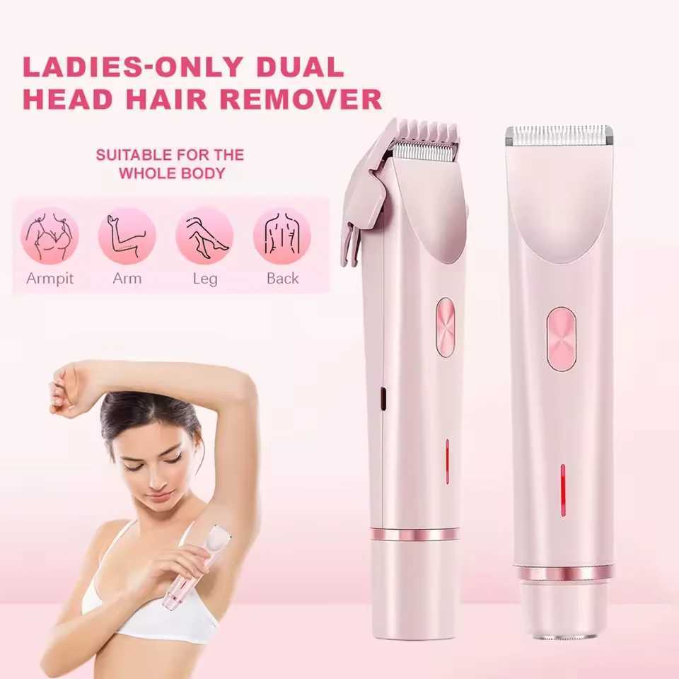 Electric Razors for Women 2in1 Bikini Trimmer Facial Mustache Shavers for Ladies Body Underarms Legs Portable Painless Epilator J251117