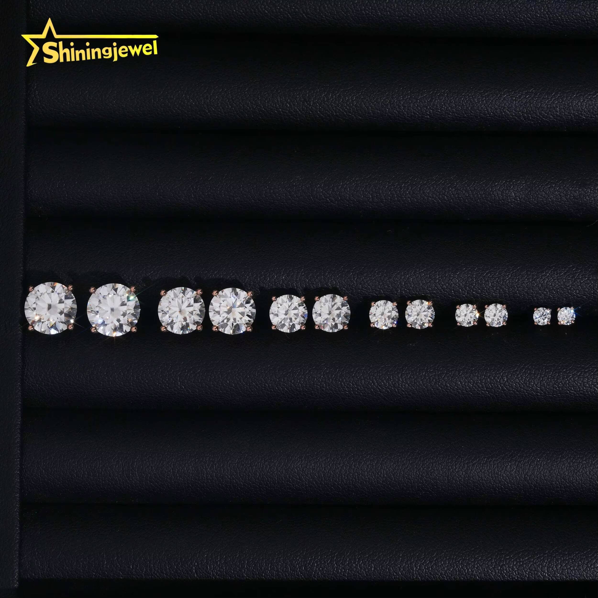 Solid 10K 14K 18K Gold Hip Hop Earrings Studs Solitaire Earrings 3mm to 9mm 4 Claws Moissanite Earrings Screw Back for Men Women