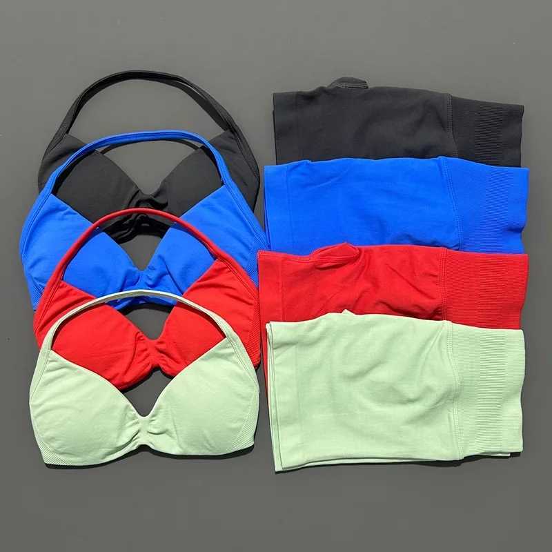 2 Piece Histello Sport Set Women Seamless Yoga Tank Bra High Waist Scrunch Bum Gym Shorts Sets Fitness Running Workout SuitXJ251029