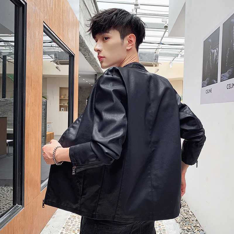Mens Fashionable Stand Collar Leather Jacket Casual Windbreaker Youth Jacket New Mens Slim Fit Motorcycle PU Leather JacketT251029