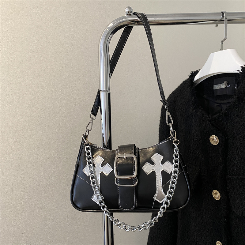 2025 New Fashion Women's Bag, Korean Color Block Chain Underarm Purse, Casual Small Square Shoulder Bag for Daily Use