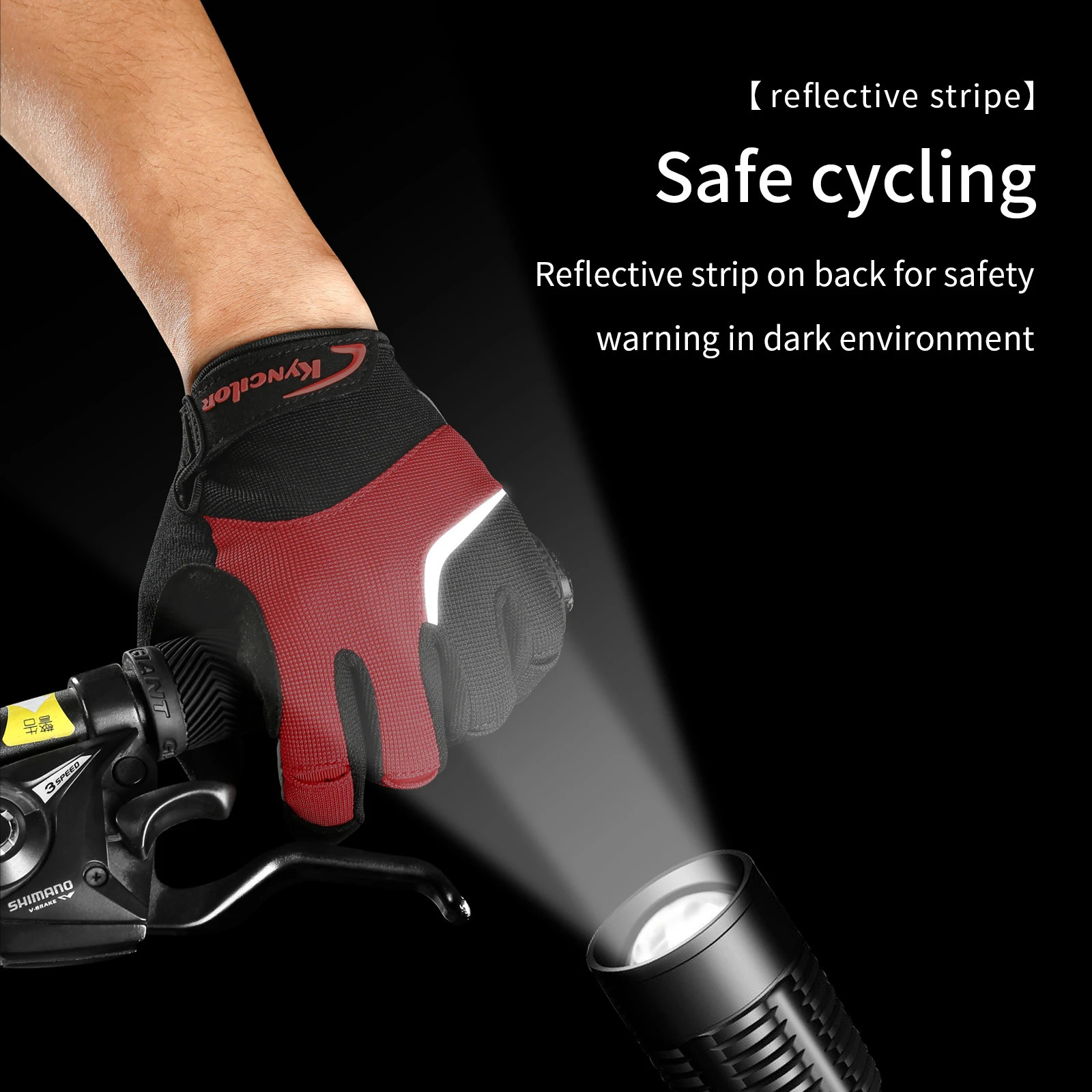 Reflection Cycling Gloves Touch Screen Antislip Shockproof Pad MTB Bike Sport Fitness Running Bicycle 251013