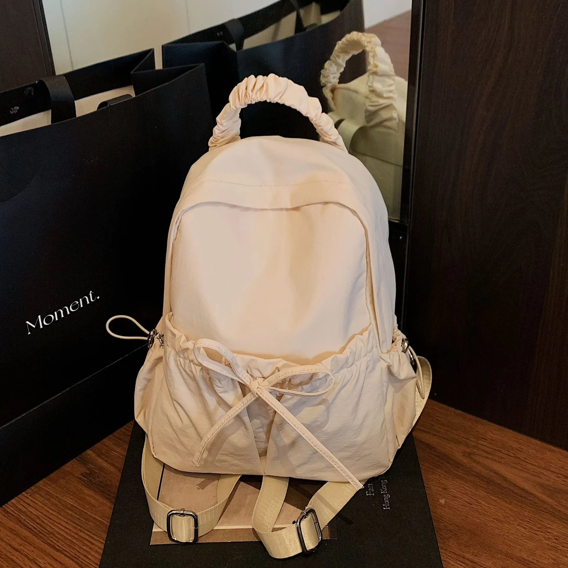 2025 Korean Style Backpack Sweet Ruched College Style Outdoor Backpack Casual Designer Free Delivery To Your Door Bag School bag