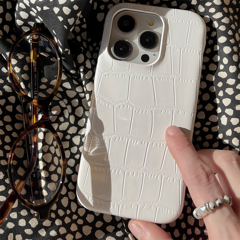 Niche Crocodile Leather Solid Color Phone Compatible with iPhone 17/16/15/14 Pro Max Material Case Apple 13