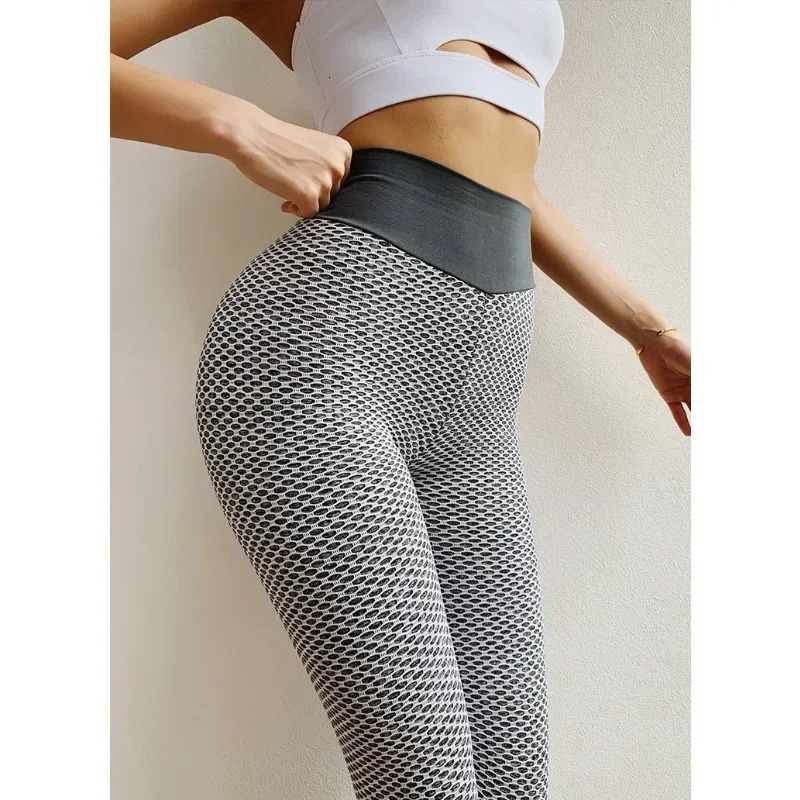 Womens HighWaisted Yoga Leggings ButtLifting Honeycomb Gym Leggings Compression Workout Activewear for Training MultiSport 251029