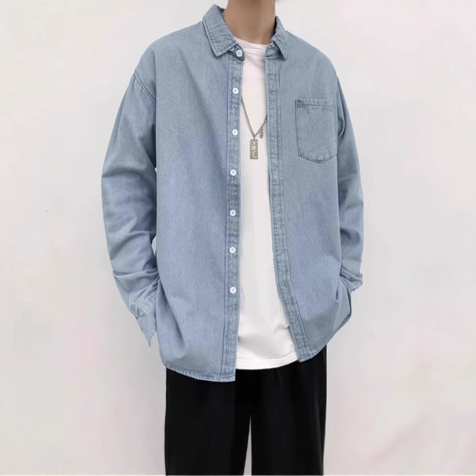 Washed Denim Shirt For Men Designer Jacket Spring And Autumn Long Sleeve Ins Workwear Shirt Casual Loose Versatile Jacket