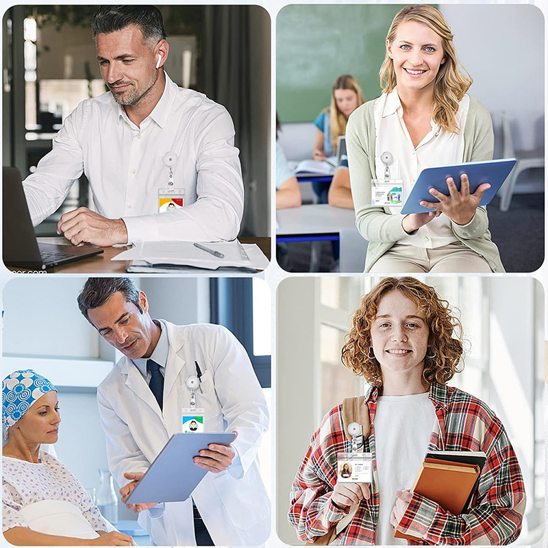 Blank Badge Keychain Retractable Pull Creativity ID Badges Holder With Clip Office Supplies Customized LOGO