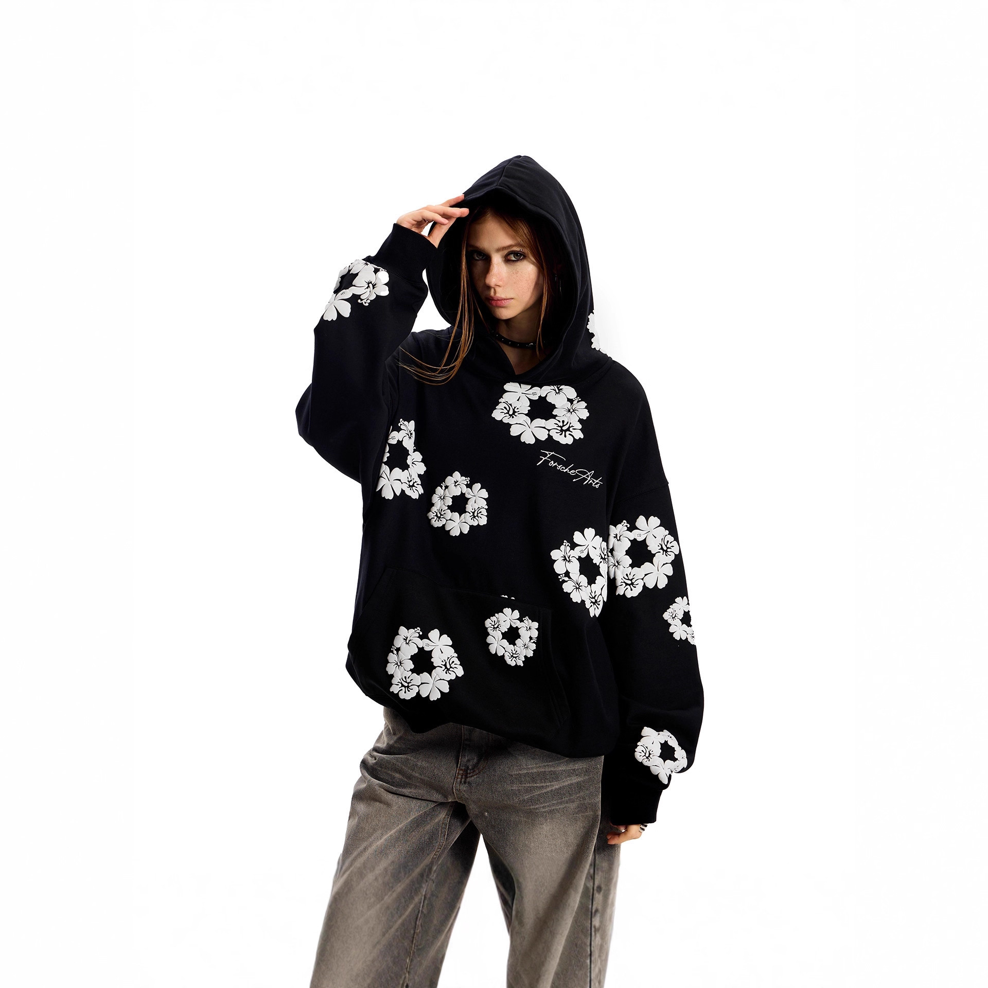 New designer fashion brand hooded women's sportswear plus size loose American style lazy retro autumn and winter couple jacket hoodie