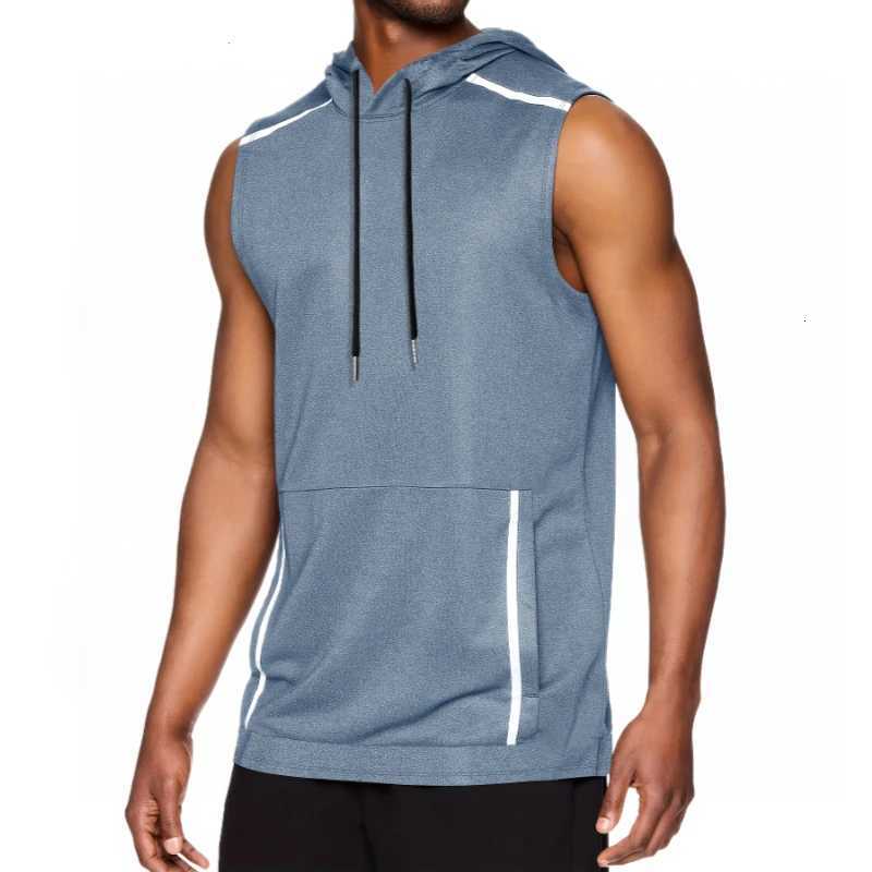 Hooded vest mens sports summer hoodie basketball jacket shoulder vest thin sleeveless top W251029