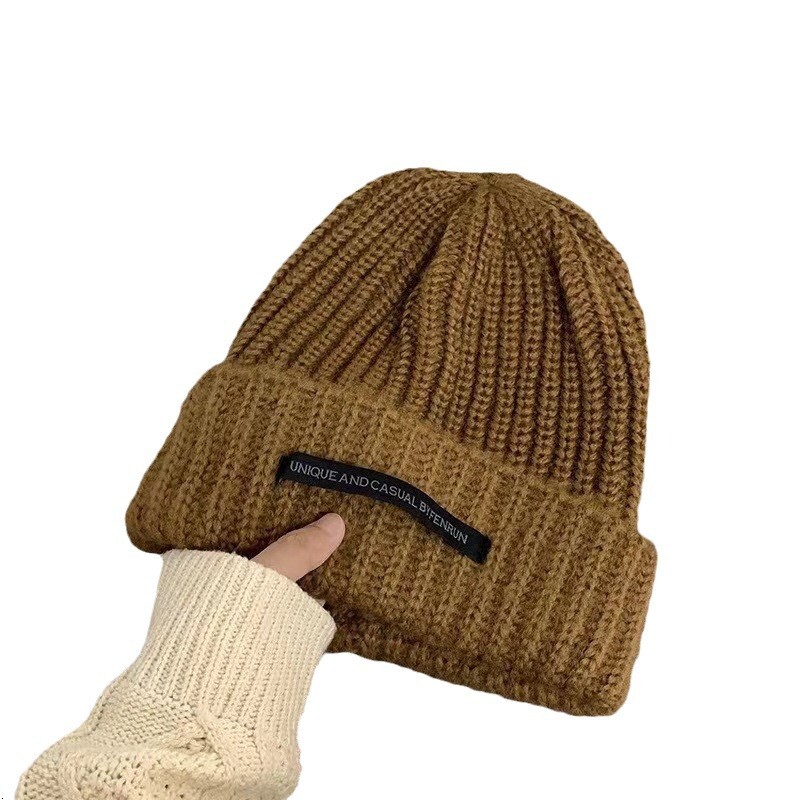 for Women Korean Style Autumn Winter Knitted Student Woolen Face Slimming Warm Pile Internet Celebrity Ear Protection Hat