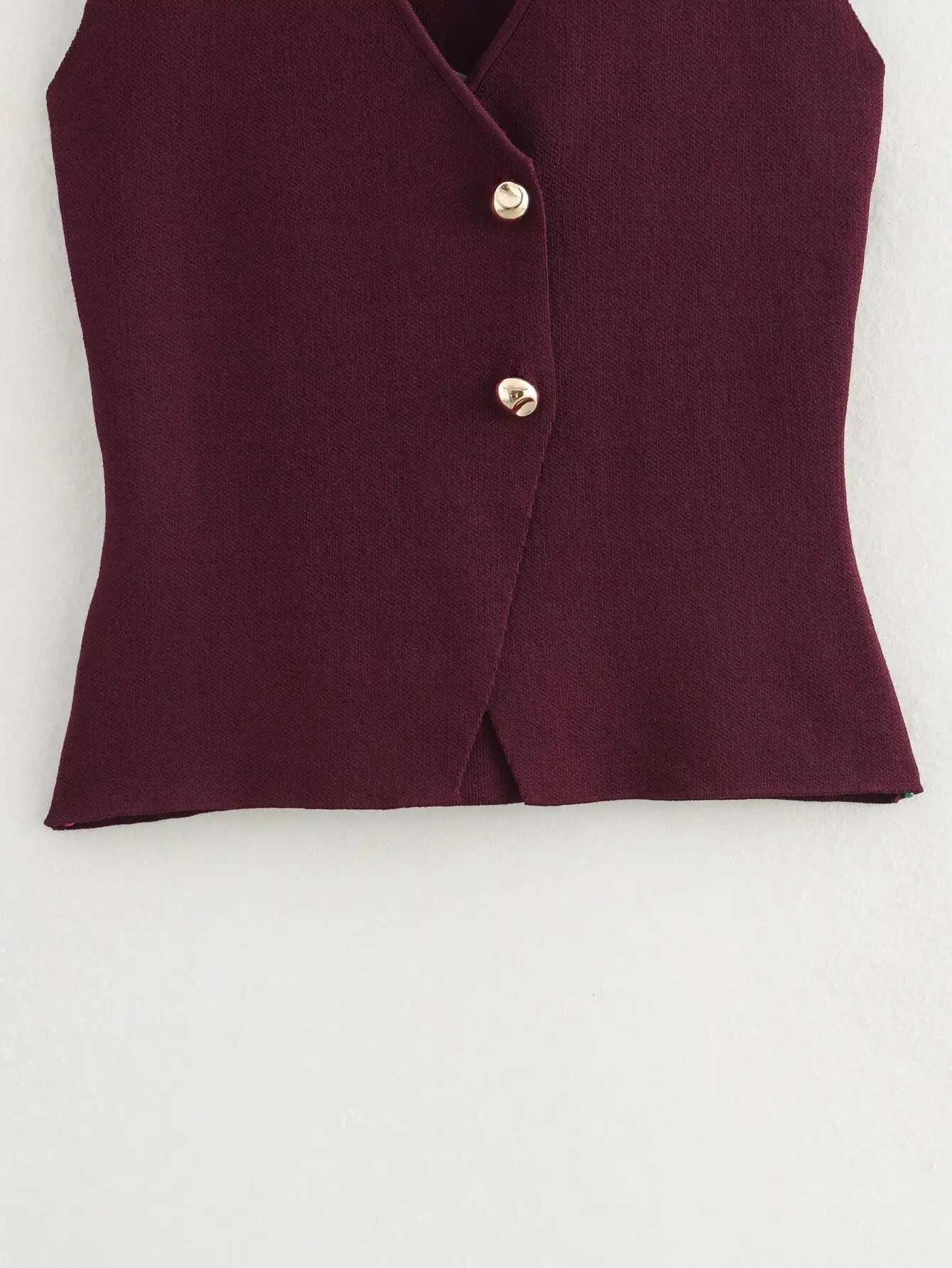 European and American style womens clothing fashion solid color Vneck button decoration vest 251029