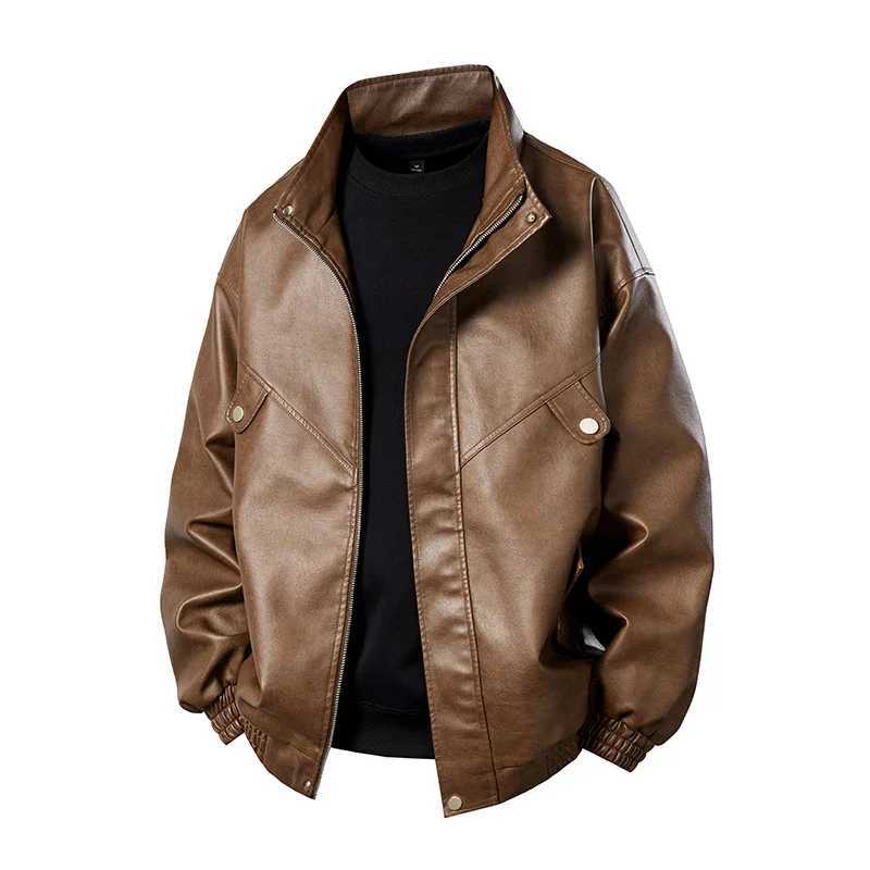 2025 Spring Autumn Faux Leather Jacket For Men Casual Motorcycle Bike PU Coat Windproof Vintage OutwearT251029