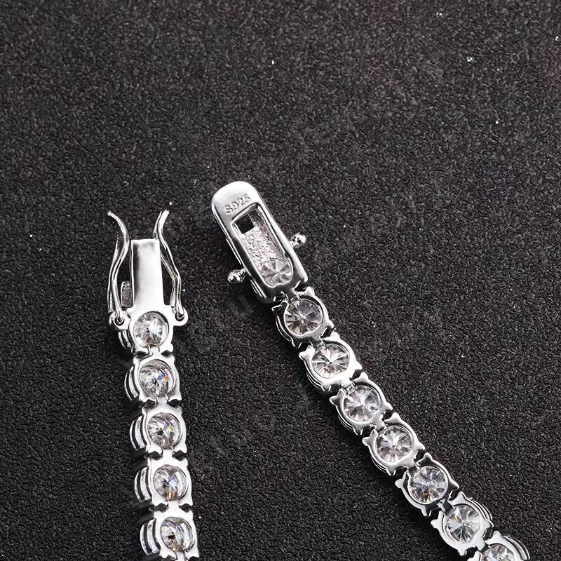 Yingtuo Jewelry 925 Silver 18K Gold Plated Hip Hop Moissanite Stone Tennis Chain BraceletGift