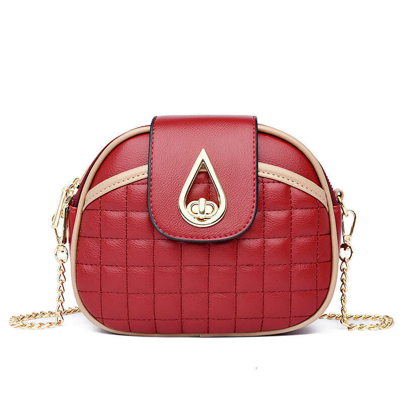 2025 New PicksHigh Quality Chain Small Round Versatile Shoulder Crossbody Plaid Texture Women's Bag shoulder bag