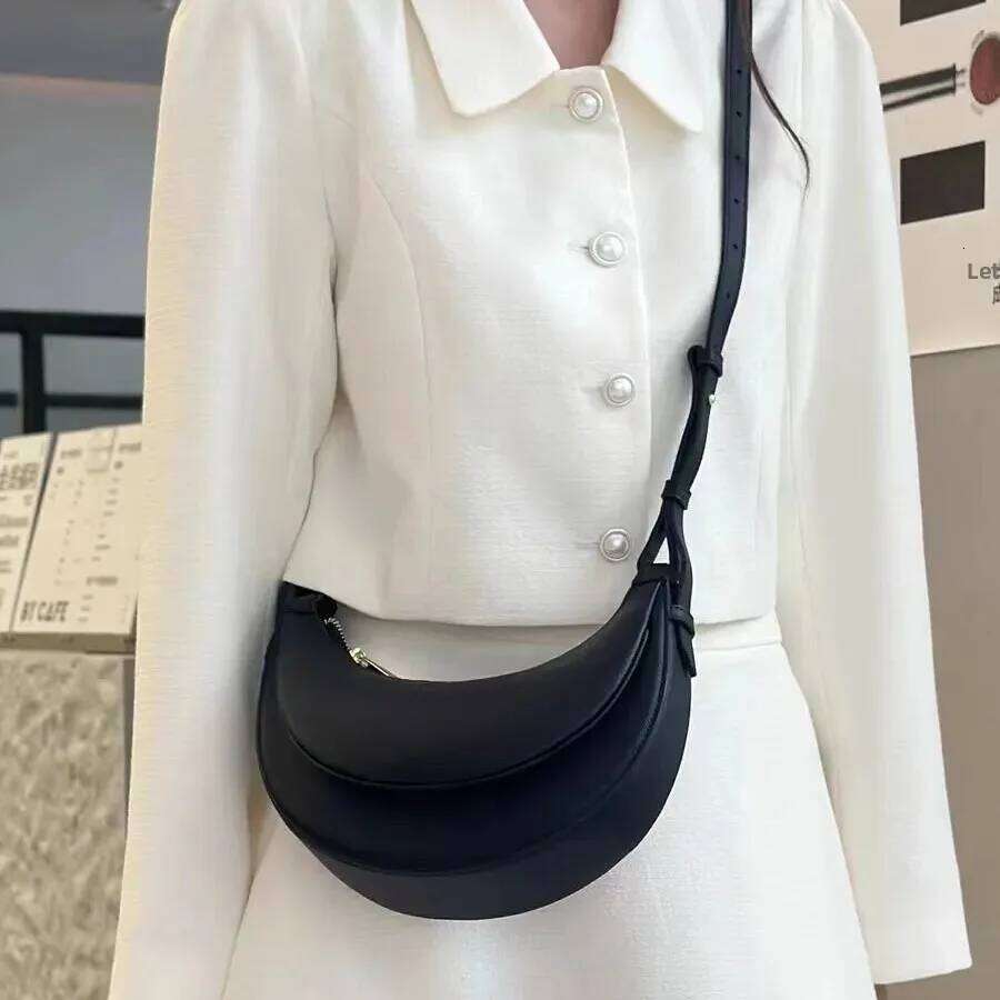 Crescent-shaped bag asymmetrical design PU leather handbags designers handbag