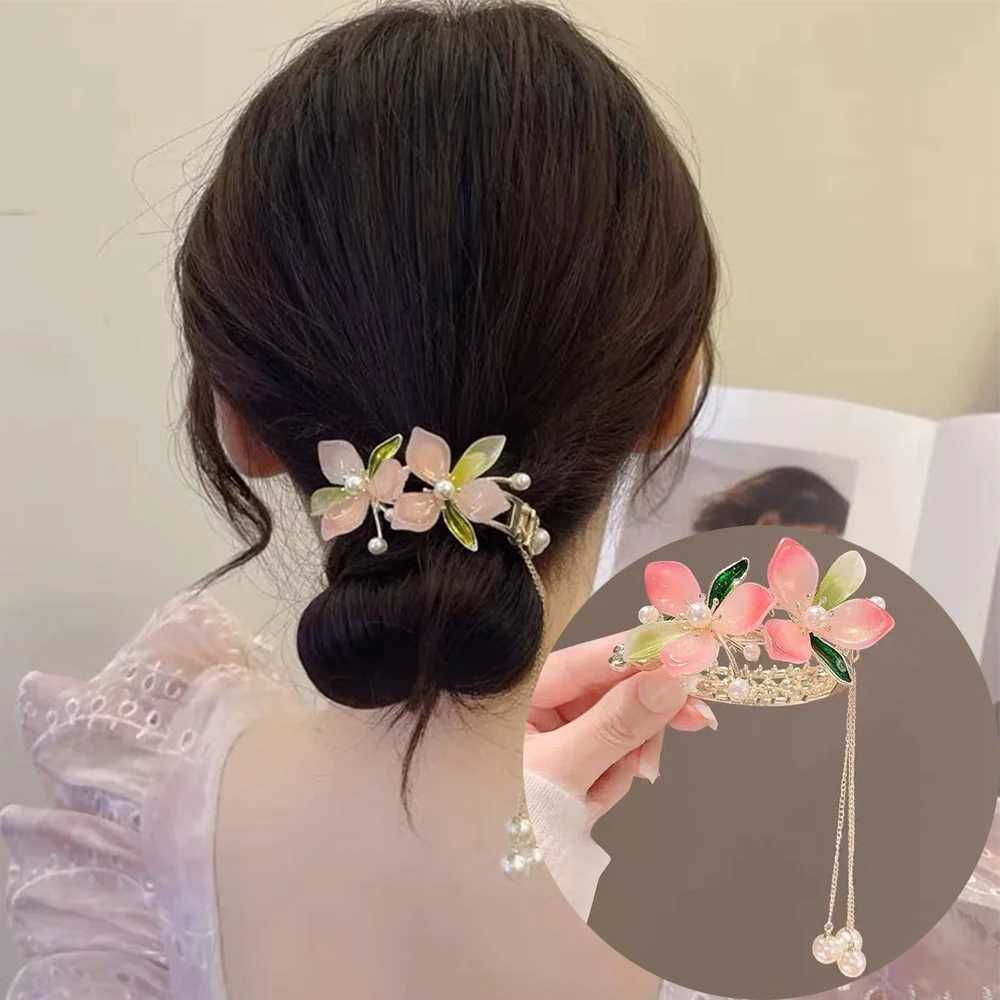 FORWOT Women Elegant Luxury Rhinestone Tassel Ponytail Hair Claws Hair Clips Barrettes Hairpin Headband Fashion Hair AccessoriesW251028