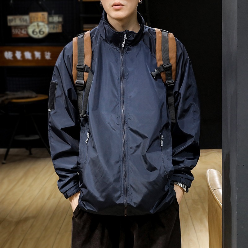 Men's Spring And Autumn Stand Designer Jacket Collar Workwear American Style Water-resistant Fabric Jacket Loose Fit
