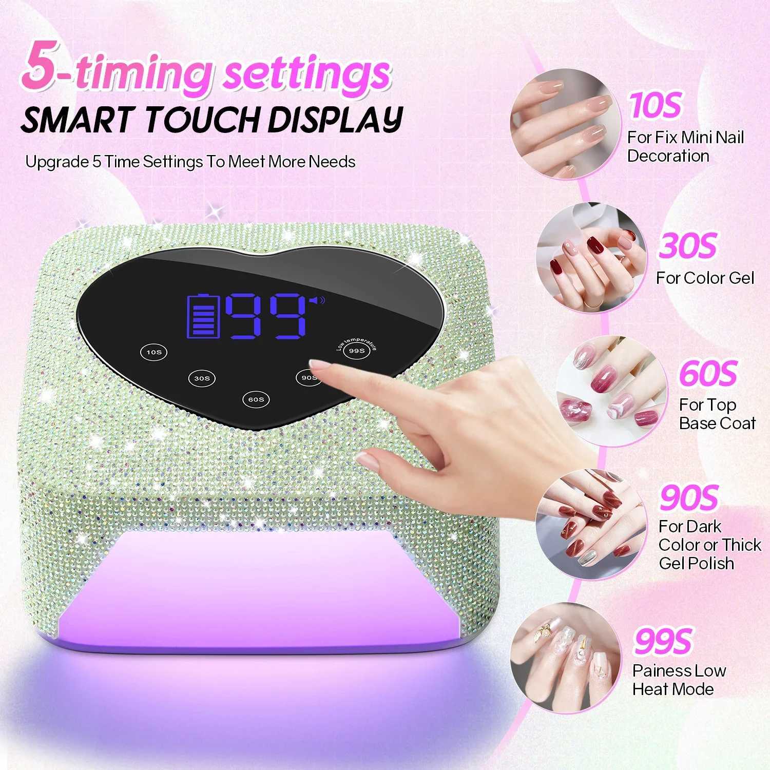 Professional Rechargeable 72W 30LEDs UV LED Portable Cordless UV LED Nail Lamp with 5 Timer Setting and Smart Sensor Nail Dryer J251115