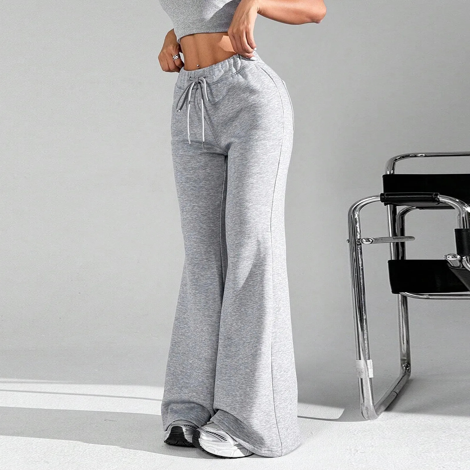 Solid Flare Elegant Pant Cargo Leggings Trousers Y2k Pants Women Winter Clothes Pencil Casual Bell Bottom Sweat Pants Joggers 251029