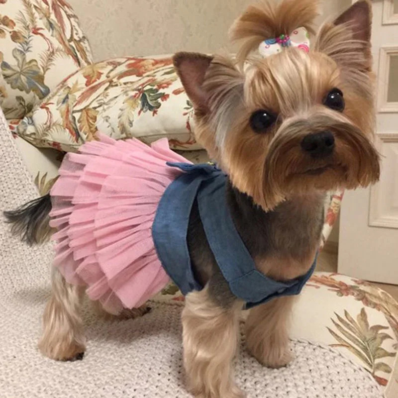 Denim Sphynx Cat Princess Dress Classic Pet Bow Dresses for Cats Gotas mascotas Clothes Puppy Dog Skirt vestidos para perras 251029