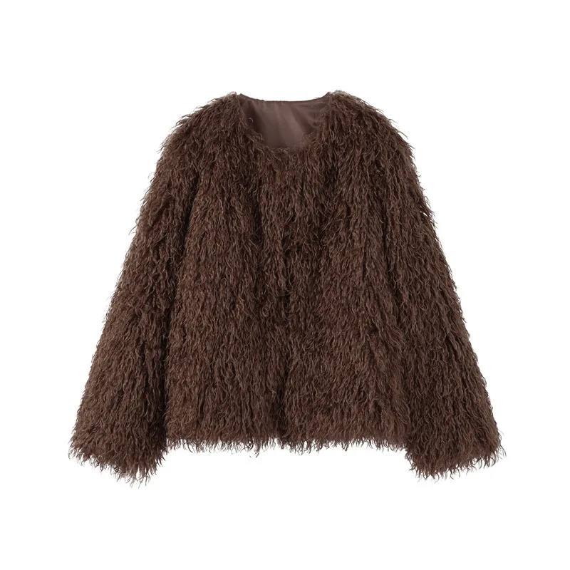 Women Faux Fur Coats Jackets Short Coat Thick Warm Full Sleeve Y2k Streetwear Elegant Jacket Work Outerwear Autumn Winter 251028
