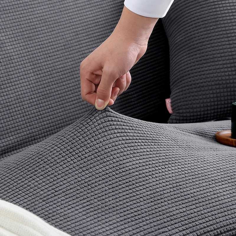 New Jacquard Fabric Sofa Cover Solid Color Couch Covers Elastic Washable Slipcover For LShaped Sofa Living Room 12345 Seat C251028